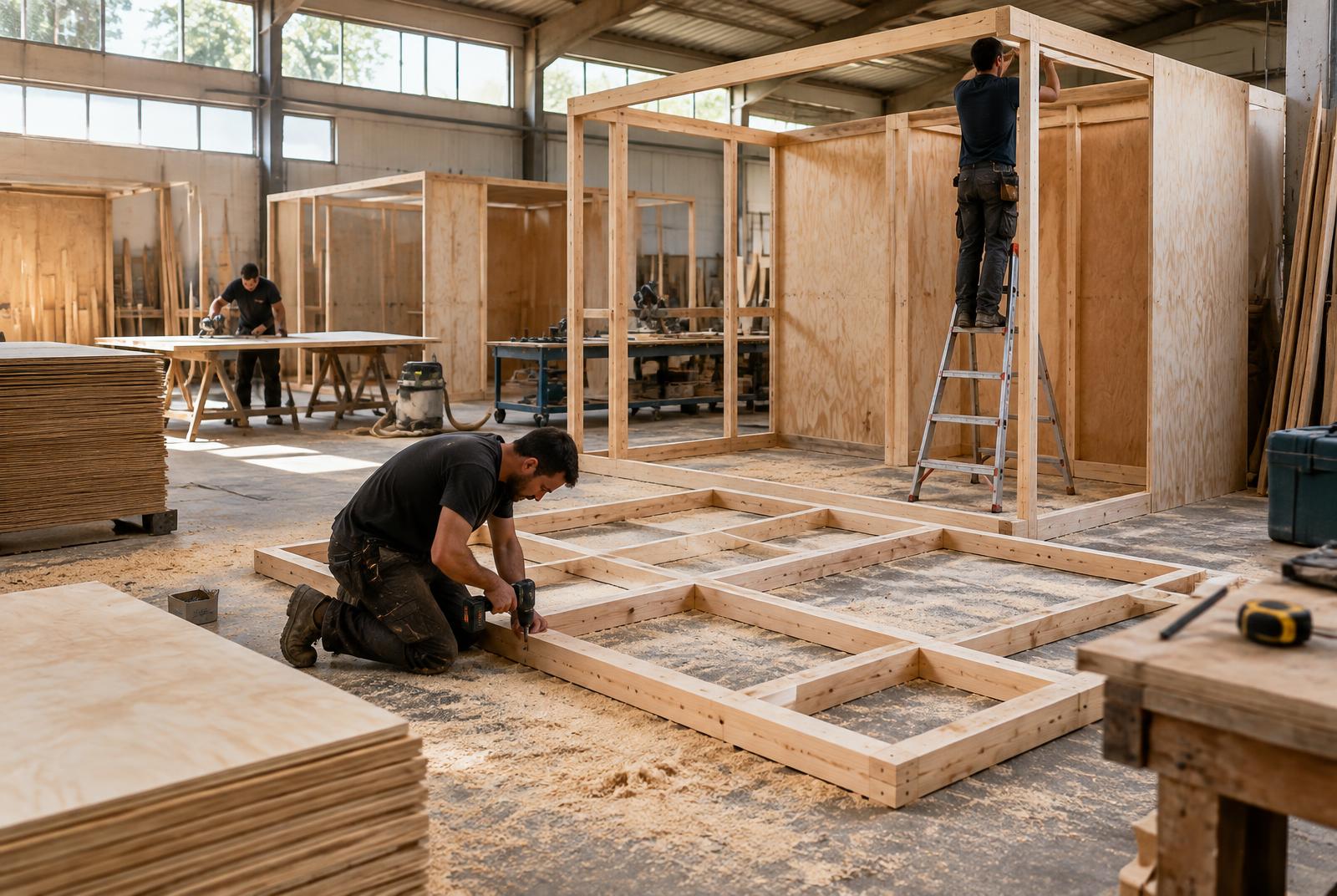 Taller fabricando bastidores de madera